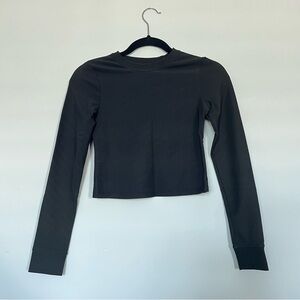 Kyodan Women’s Black Ribbed Cropped Activewear or Everyday Long Sleeve